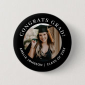 Chique typografie Gefeliciteerd Grad Foto Afstuder Ronde Button 5,7 Cm (Voorkant)