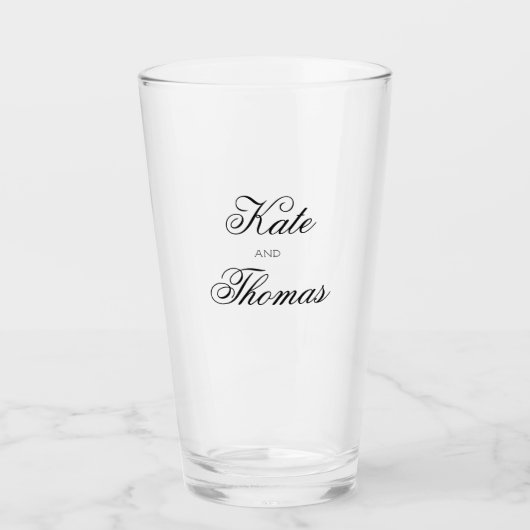 Chique Typografie Gepersonaliseerde bruid en bruid Glas (Voorkant)