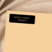 Chique typografie goud zwart bruiloft retour adres etiket