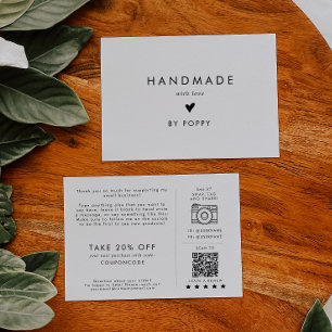 Chique Typografie Handgemaakt met Liefde Dank u Be Informatiekaartje