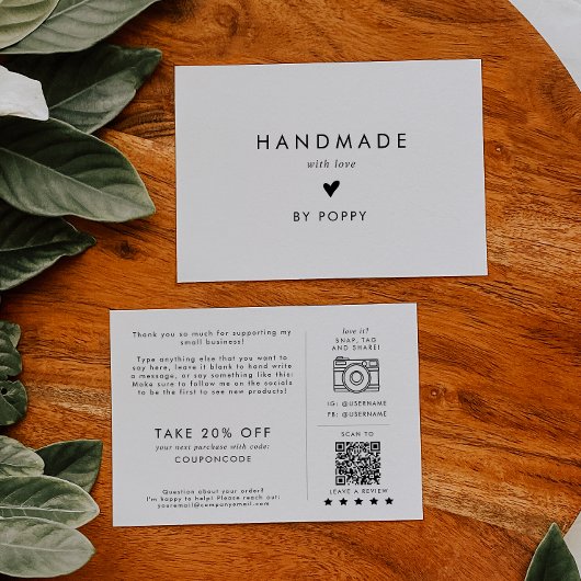 Chique Typografie Handgemaakt met Liefde Dank u Be Informatiekaartje