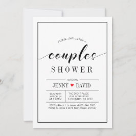 Chique typografie huwelijksparen shower uitnodigin kaart