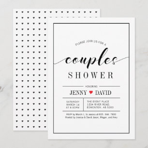Chique typografie huwelijksparen shower uitnodigin kaart