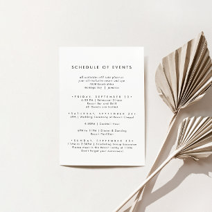 Chique typografie huwelijksweekend agenda van even informatiekaartje