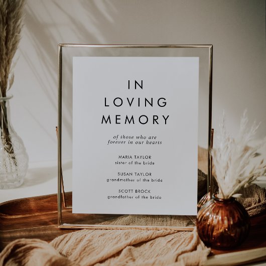 Chique typografie In Loving Memory-herdenkingbord Poster