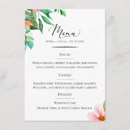 Chique Typografie Island Bloemenbruiloft Menu