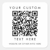 Chique typografie kleine onderneming aangepaste QR Vierkante Sticker (Voorkant)