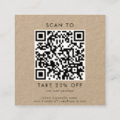 Chique Typografie Kraft Business QR Code Bedankt Kortingskaartje (Achterkant)