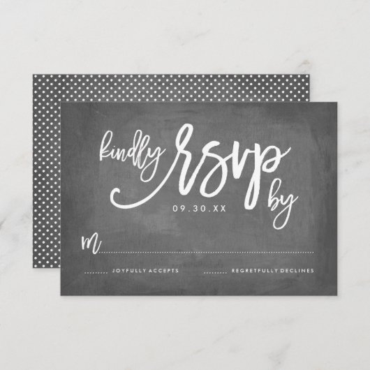 Chique Typografie Krijtbord Bruiloft RSVP (Voorkant / Achterkant)