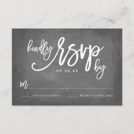 Chique Typografie Krijtbord Bruiloft RSVP Kaartje