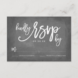 Chique Typografie Krijtbord Bruiloft RSVP Kaartje