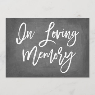 Chique typografie krijtbord 'In Loving Memory' pri Kaart