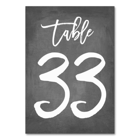 Chique Typografie Krijtbord Tafelnummer | Tabel 33 (Voorkant)