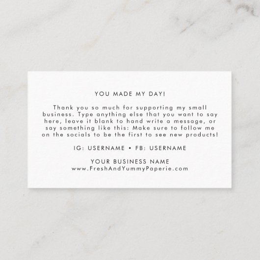 Chique Typografie Logo Business Dank u kaart Visitekaartje (Achterkant)