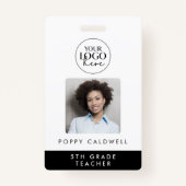 Chique Typografie Logo Foto medewerker of docent I Badge (Voorkant)