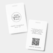 Chique typografie logo QR-code personeelskaart Badge (Voor- en achterkant)