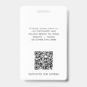 Chique typografie logo QR-code personeelskaart Badge (Achterkant)