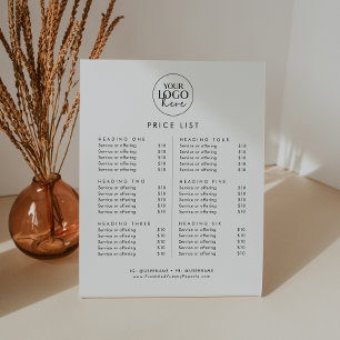 Chique Typografie Logo Zakelijke prijslijst Reclamebord Met Voetstuk