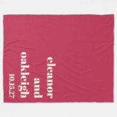 Chique Typografie Magenta Rood Ivoor Aangepaste Br Fleece Deken (Voorkant (Horizontaal))