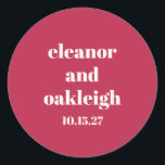 Chique Typografie Magenta Rood Ivoor Aangepaste Br Ronde Sticker<br><div class="desc">Vet Chique Typografie Magenta Rood Ivoor Modern Custom Wedding Classic Ronde Sticker</div>
