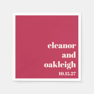 Chique Typografie Magenta Rood Ivoor Aangepaste Br Servet