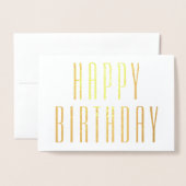 Chique  Typografie Minimalist Happy Birthday Folie Kaarten (Voorkant met envelop)