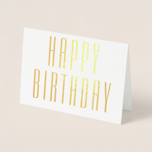 Chique  Typografie Minimalist Happy Birthday Folie Kaarten (Voorkant)