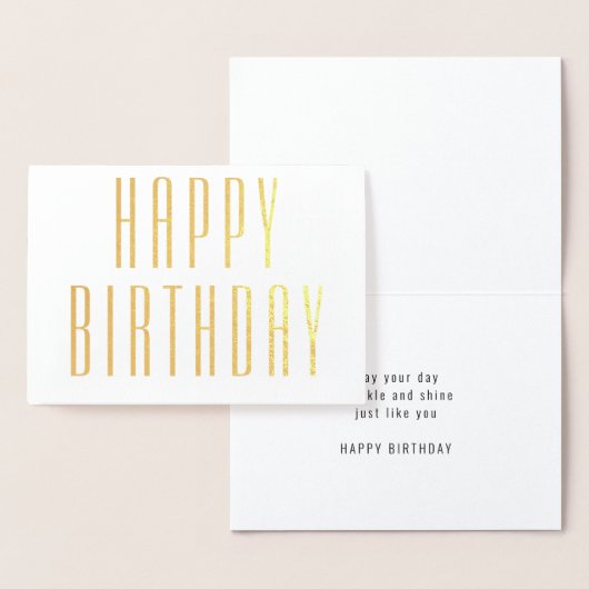 Chique  Typografie Minimalist Happy Birthday Folie Kaarten (Display)