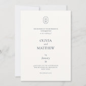 Chique typografie monogram trouwkaart kaart (Voorkant)