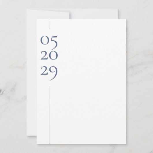 Chique typografie Periwinkle blauwe trouw uitnodig Kaart (Achterkant)