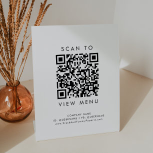 Chique Typografie Restaurant Menu QR Code Reclamebord Met Voetstuk