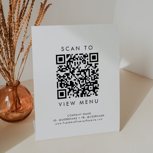 Chique Typografie Restaurant Menu QR Code Reclamebord Met Voetstuk