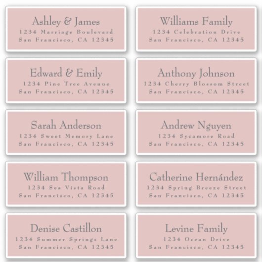 Chique typografie Roze Huwelijksuitnodiging Adresl Sticker (Voorkant)