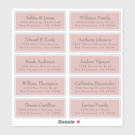 Chique typografie Roze Huwelijksuitnodiging Adresl Sticker