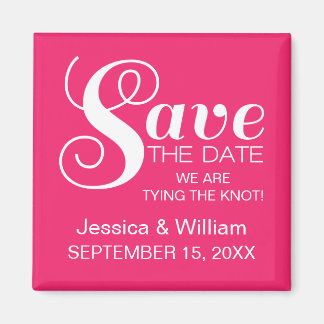 Chique typografie save the date-magneet, roze magneet