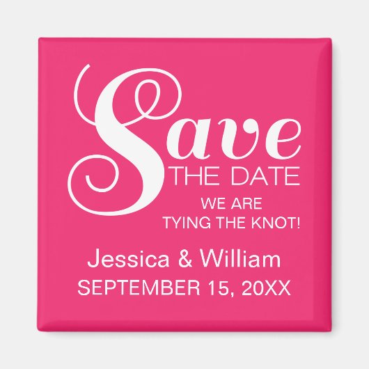 Chique typografie save the date-magneet, roze magneet (Voorkant)