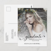Chique typografie script afstudeer school afstuder briefkaart (Voorkant / Achterkant)