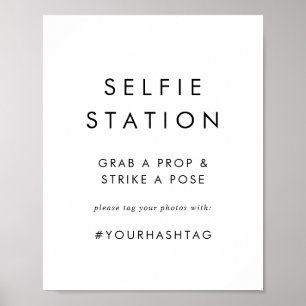 Chique typografie selfie station huwelijksbord poster