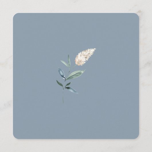 Chique Typografie Stoffig Blauw Bruiloft Menu (Achterkant)