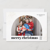 Chique Typografie Vrolijk Kerstfeest Arch Foto Feestdagenkaart (Voorkant)