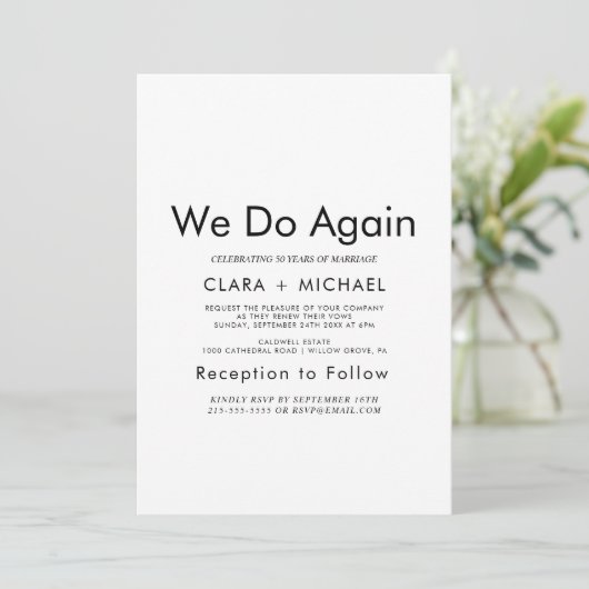 Chique typografie "We Do Again" hernieuwde belofte Kaart (Staand voorkant)