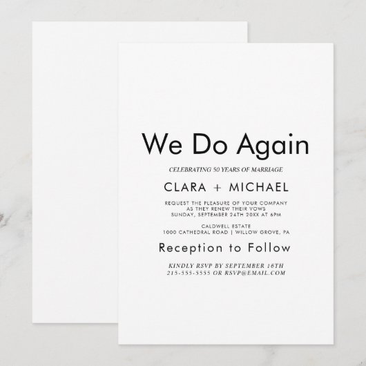 Chique typografie "We Do Again" hernieuwde belofte Kaart (Voorkant / Achterkant)