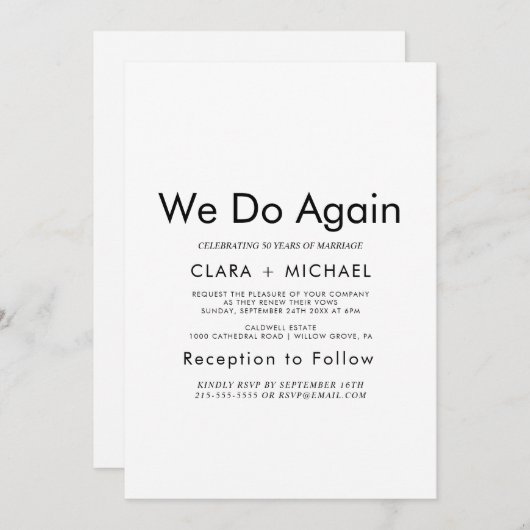 Chique typografie "We Do Again" hernieuwing van ge Kaart (Voorkant / Achterkant)