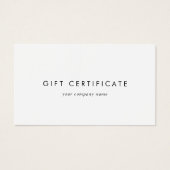Chique Typografie Zakelijk Cadeaubon Visitekaartje (Voorkant)