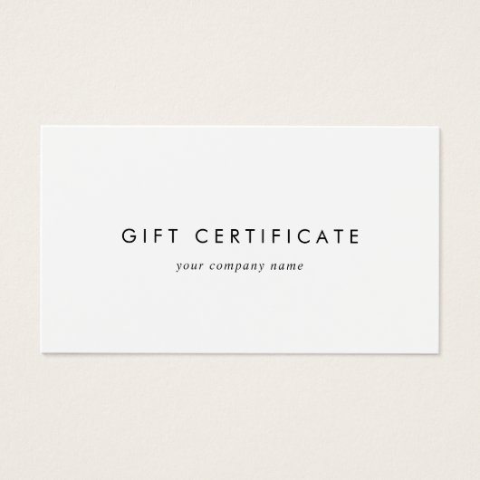 Chique Typografie Zakelijk Cadeaubon Visitekaartje (Voorkant)