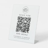 Chique Typografie Zakelijk Logo Bar Menu QR Code Reclamebord Met Voetstuk (Voorkant)