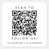 Chique Typografie Zakelijk Sociale Media QR Code Vierkante Sticker (Voorkant)