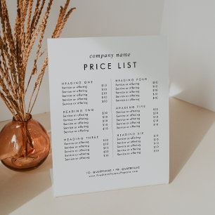 Chique Typografie Zakelijke diensten prijslijst Reclamebord Met Voetstuk