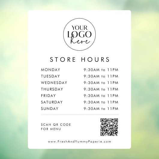 Chique Typografie Zakelijke Logo QR Code Store Ure Raamsticker (Vel 3)