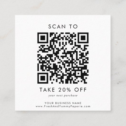 Chique Typografie Zakelijke QR Code Dank u Kortingskaartje (Achterkant)